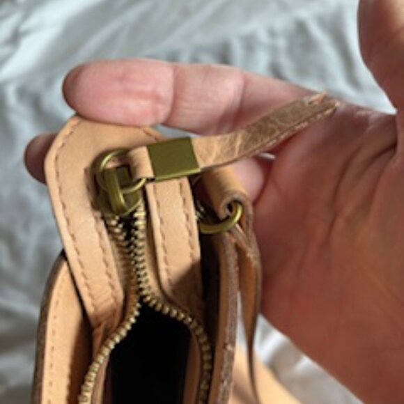 Madewell small zip top tan leather transport crossbody tote - Picture 7 of 12